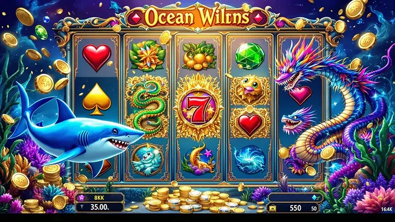 Target ikan dan efek tembakan dalam permainan arcade bawah laut