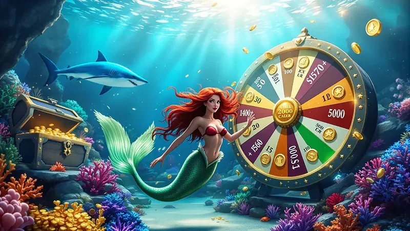 Tampilan permainan tembak ikan mobile dengan efek bawah laut
